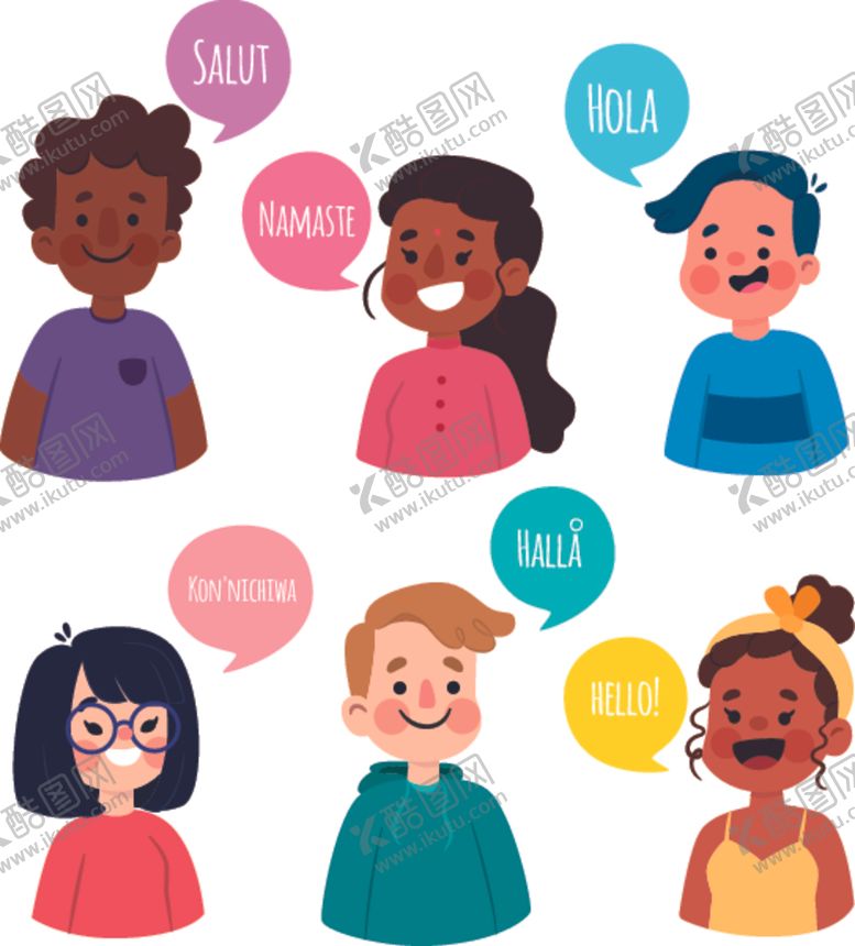 编号：87138010071926126459【酷图网】源文件下载-各国儿童说你好插画插图