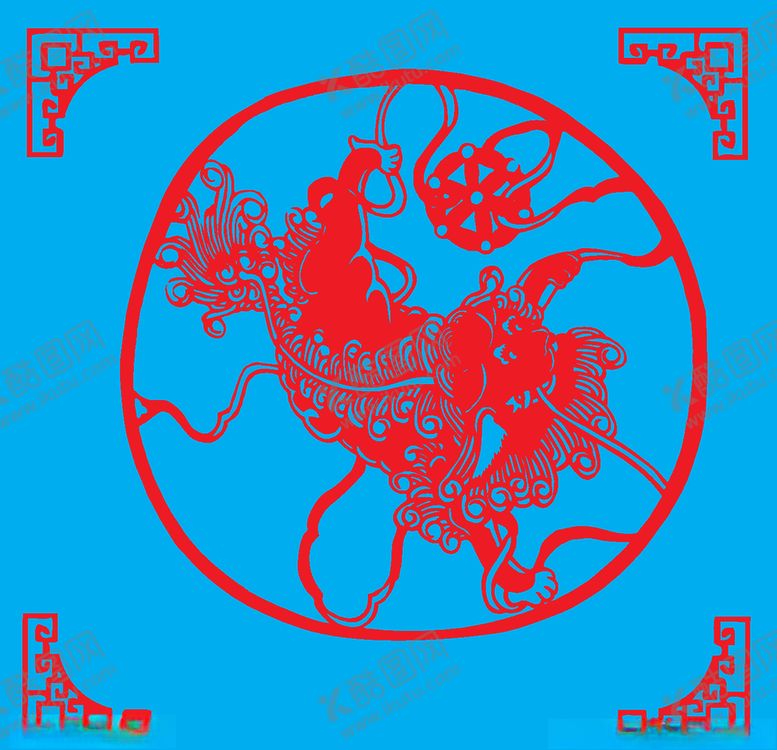 编号：56573710210136518379【酷图网】源文件下载-舞狮剪纸