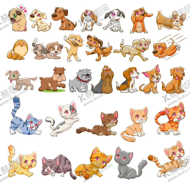 编号：62251212051222516098【酷图网】源文件下载-宠物猫狗矢量
