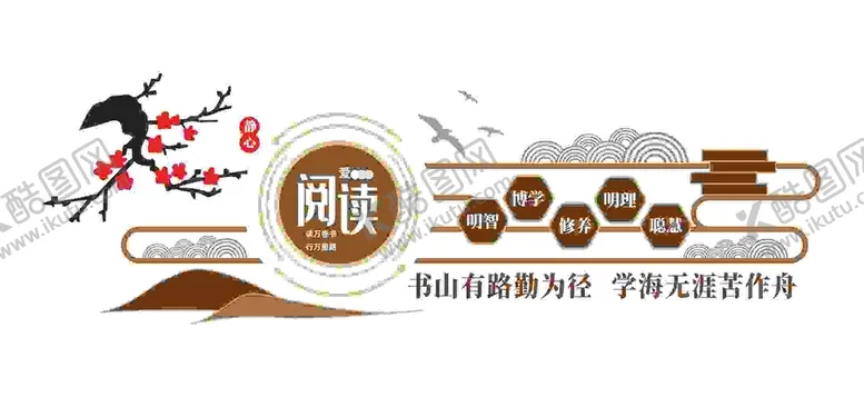 编号：53538210160830293119【酷图网】源文件下载-阅读文化墙图书馆阅览室读书文化