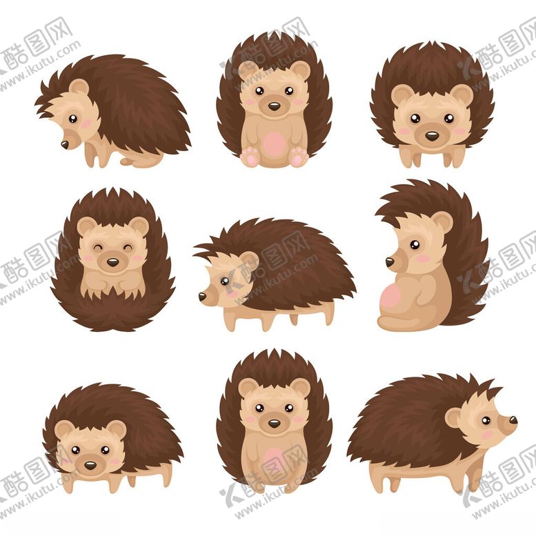 编号：26225711191225487250【酷图网】源文件下载-可爱刺猬卡通形象集合