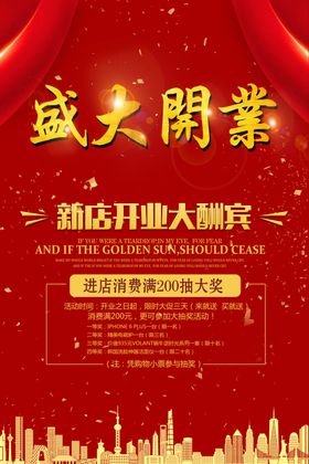 红色大气新店开业海报背景