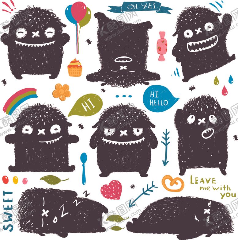 编号：35860509262033594640【酷图网】源文件下载-卡通手绘风格怪兽