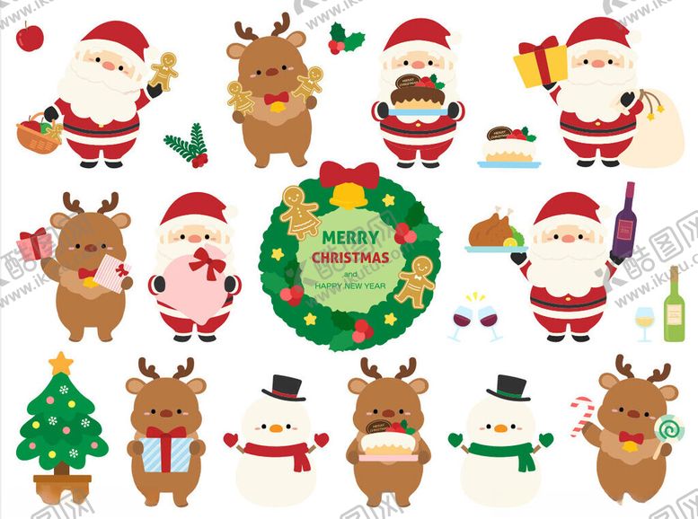 编号：81787010042147546681【酷图网】源文件下载-圣诞卡通角色集合