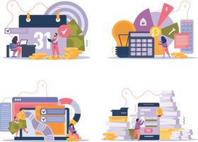 多彩办公场景插画