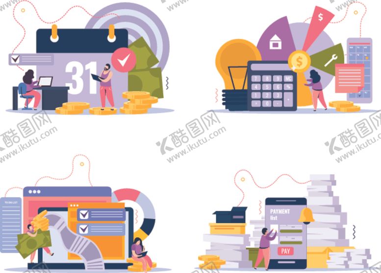 编号：43967510310639155748【酷图网】源文件下载-多彩办公场景插画