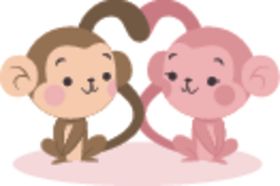 猴子情侣小动物插画