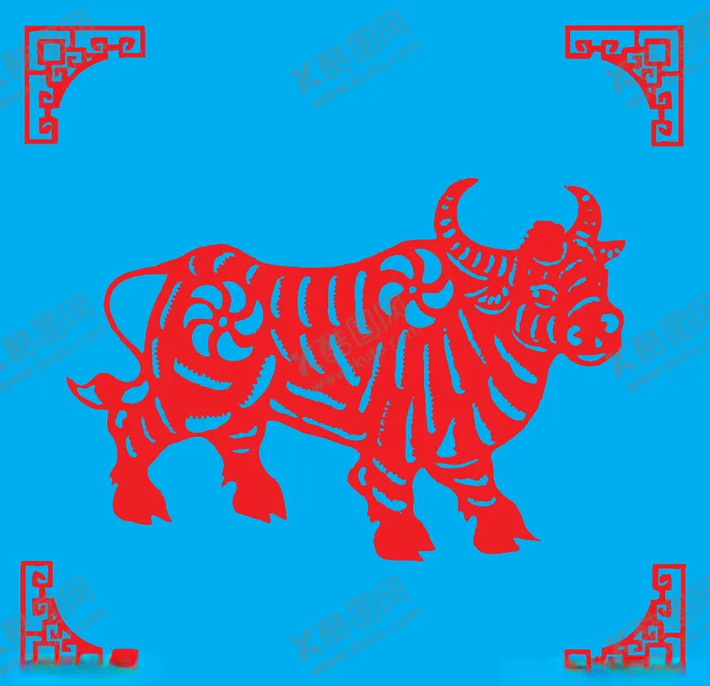 编号：56541304142034251038【酷图网】源文件下载-牛剪纸