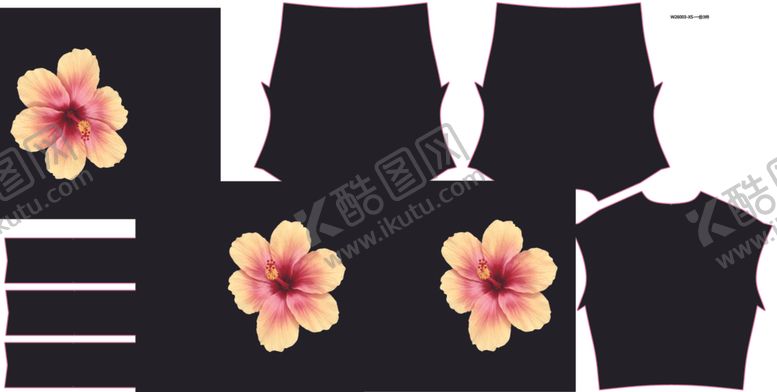 编号：56378806041805552364【酷图网】源文件下载-花朵装饰黑色服装套装