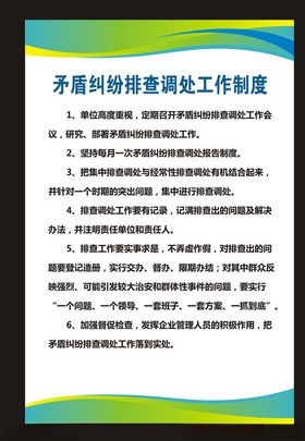 矛盾均分排查调处工作制度展板