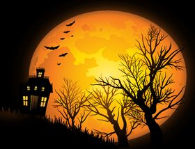 万圣节蝙蝠月夜