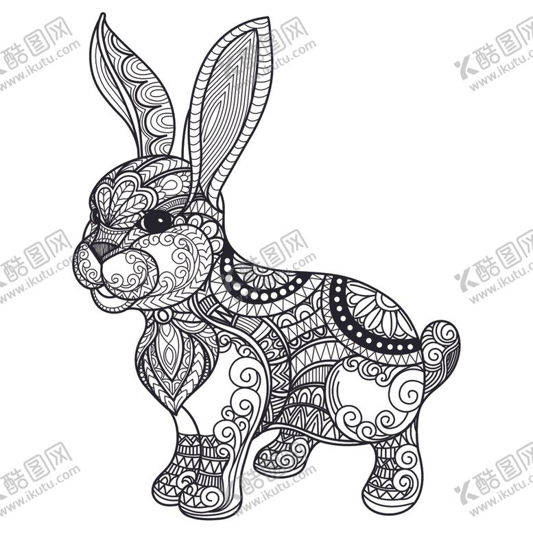 编号：33419510110501599622【酷图网】源文件下载-黑白线描动物