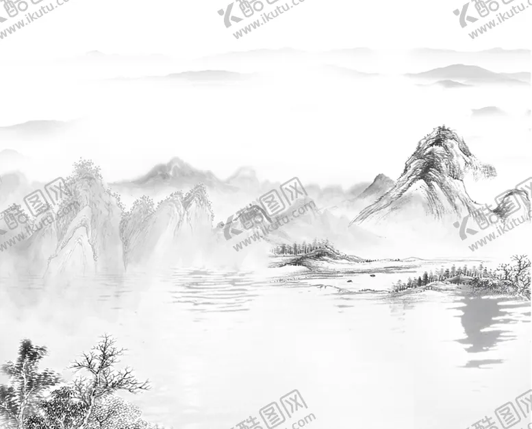 编号：43916709160827368613【酷图网】源文件下载-山水水墨画合层背景水墨远山图片