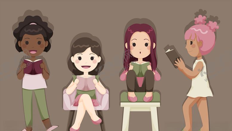 编号：43008010061118382221【酷图网】源文件下载-创意看书女孩