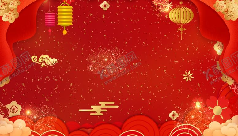 编号：46436205100215198451【酷图网】源文件下载-红色新年背景