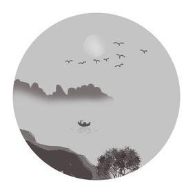 水墨山水圆形