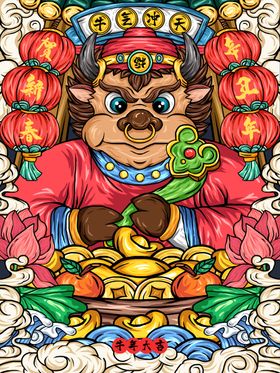 2021年牛吉祥新牛贺卡牛广告
