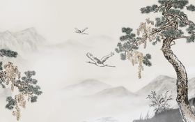 松鹤山水画