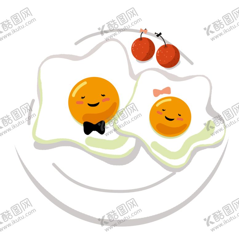 编号：21143101270726274060【酷图网】源文件下载-卡通情侣食物煎鸡蛋插画