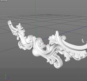 C4D模型雕花石柱残缺破损浮雕