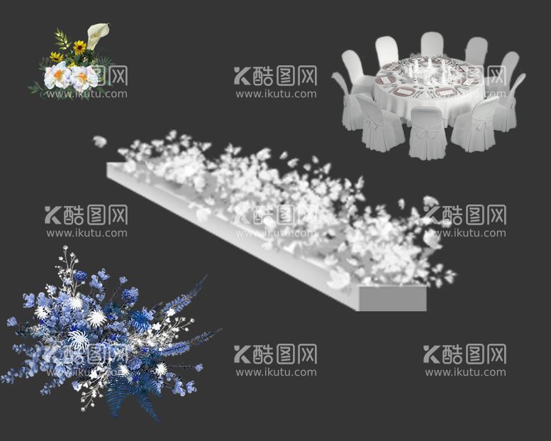 编号：60813509191631050263【酷图网】源文件下载-各种颜色花艺桌椅