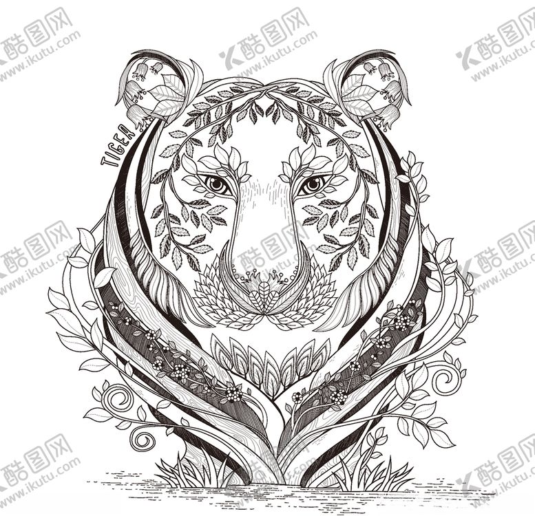 编号：47173809131646028203【酷图网】源文件下载-矢量动物植物线稿