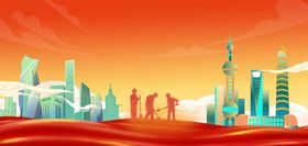 劳动节工人红色国潮背景