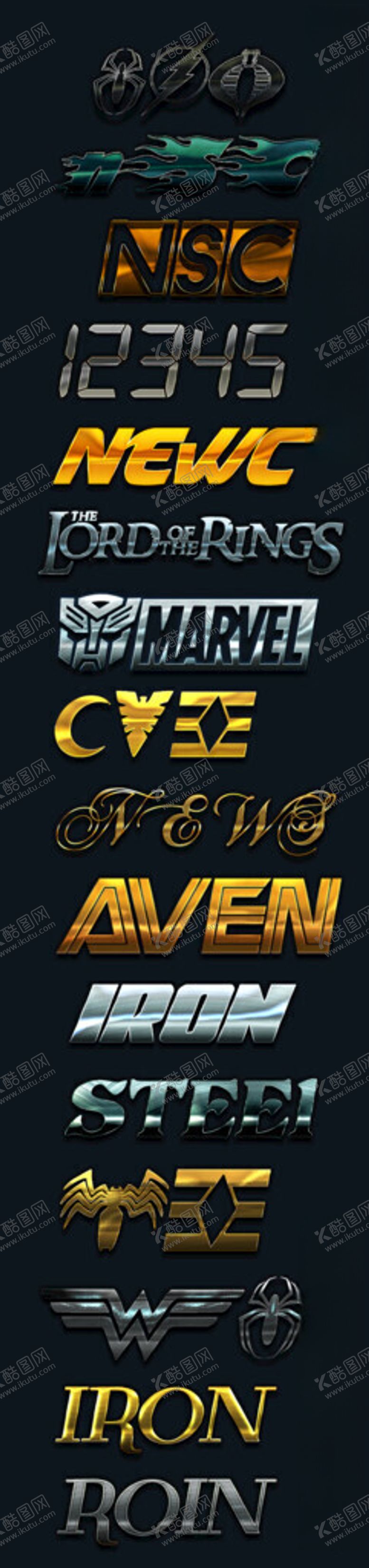 编号：92115511201707303292【酷图网】源文件下载-游戏风格金属效果标题图层样式