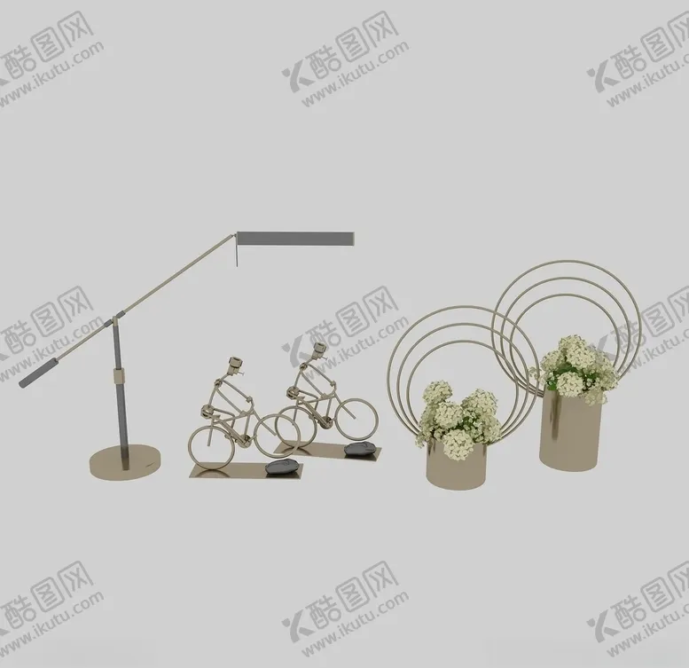 编号：77294104222009276795【酷图网】源文件下载-花瓶台灯自行车工艺3d模型