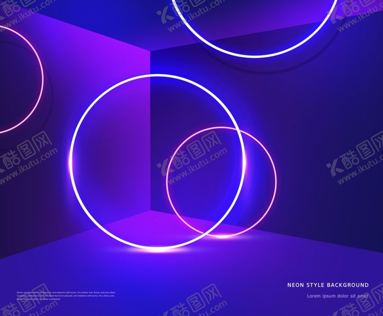 编号：11206109281406033159【酷图网】源文件下载-霓虹灯几何空间海报