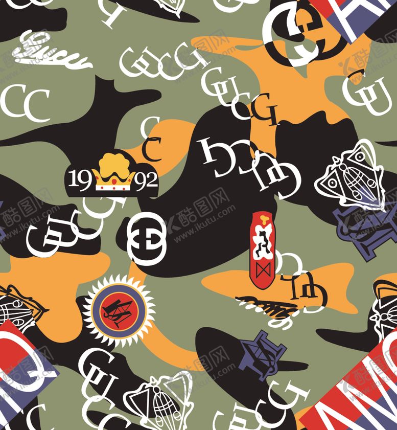 编号：39212809211953406623【酷图网】源文件下载-大牌花型大牌底纹古驰
