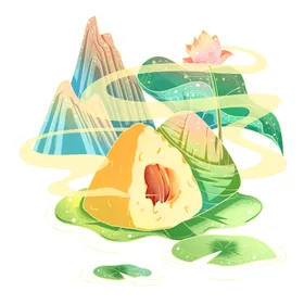 端午节素材插画促销展架粽子