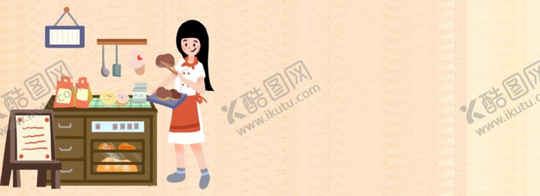 编号：82984506302339598809【酷图网】源文件下载-卡通服务员女孩场景
