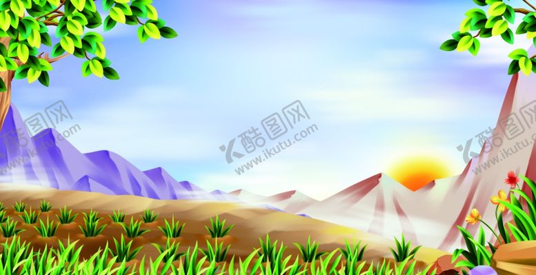 编号：97755302130952041779【酷图网】源文件下载-卡通田地风景
