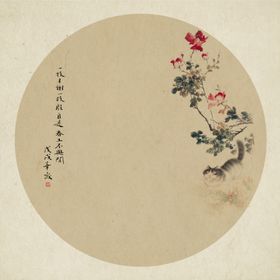 工笔画国风玉兰花插画背景