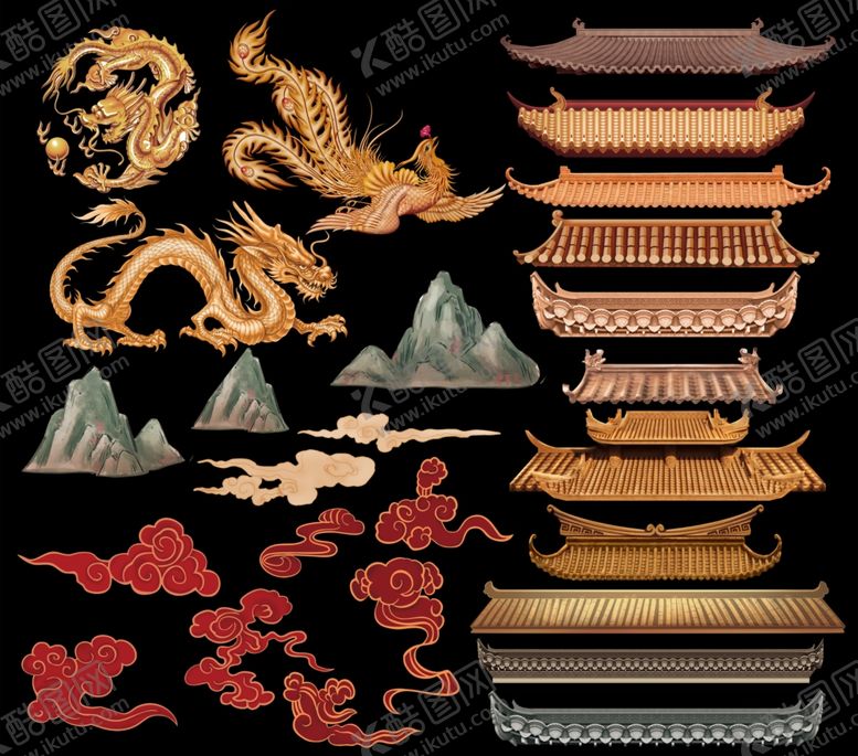 编号：47183801312327148418【酷图网】源文件下载-龙凤屋檐