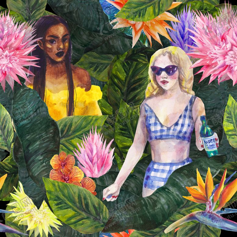 编号：59822210080027371155【酷图网】源文件下载-夏日水彩绘画花朵背景