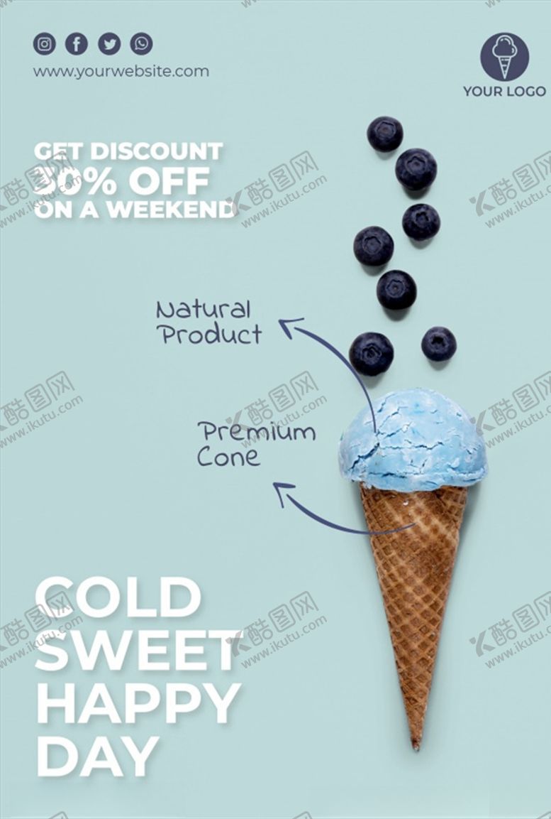 编号：52961409192353256389【酷图网】源文件下载-蓝莓冰淇淋甜品海报