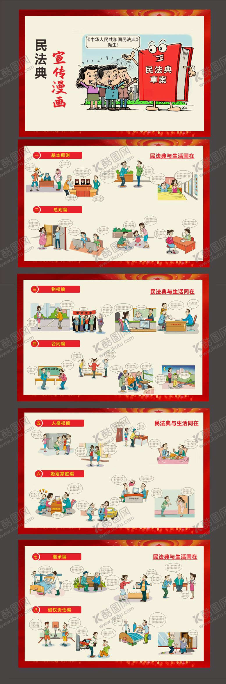 编号：99985810210414128808【酷图网】源文件下载-民法典宣传漫画展板