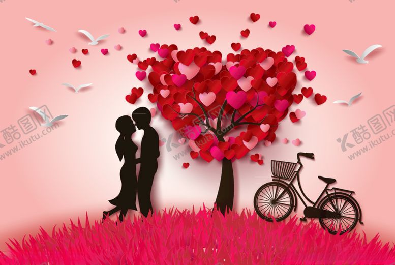 编号：46215109191225101436【酷图网】源文件下载-情人节情侣剪影