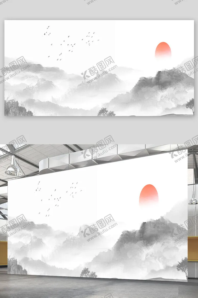编号：45432002180834168349【酷图网】源文件下载-水墨画展板