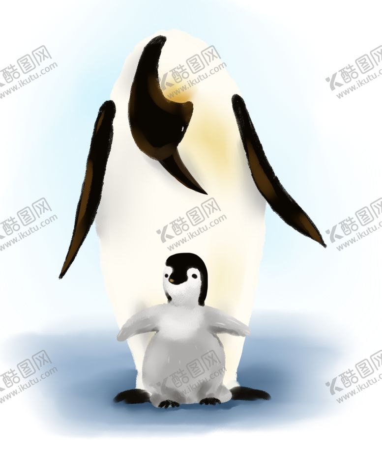 编号：37943405101149401836【酷图网】源文件下载-企鹅母子插画
