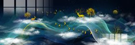 现代简约装饰发财树麋鹿玄关床头画