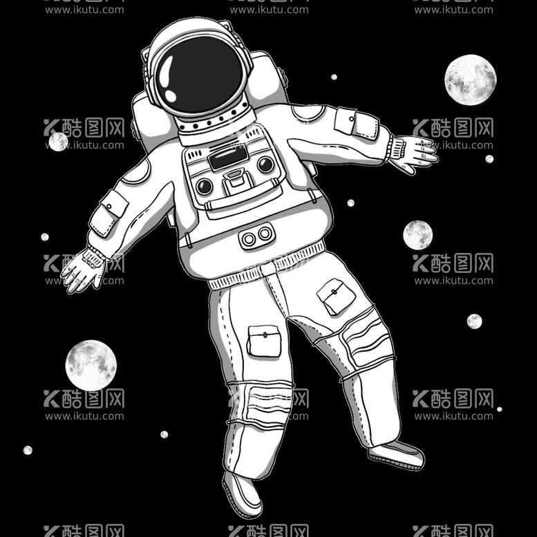 编号：20571603221043343705【酷图网】源文件下载-卡通航天宇航员宇宙手绘插画图片