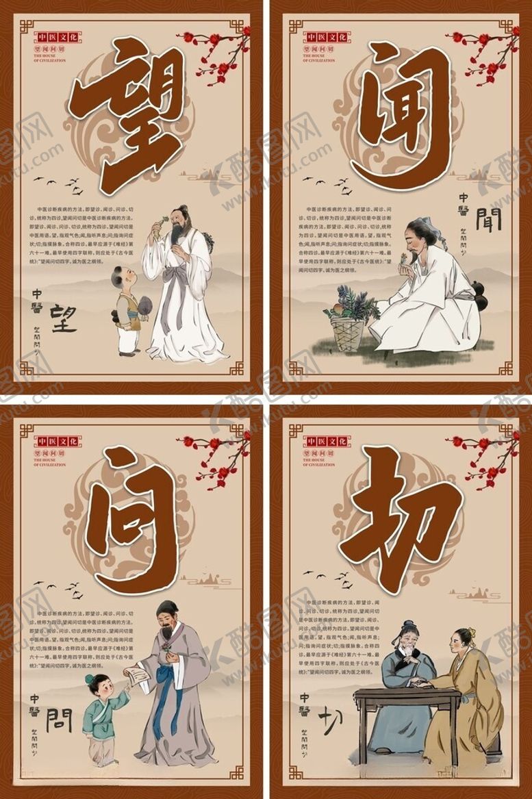 编号：43780306111600568100【酷图网】源文件下载-闻诊望闻问切中医文化系列海报