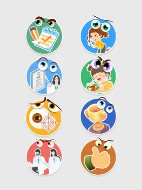 可爱动物圆形卡通图标