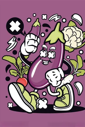 卡通人物漫画T恤印花矢量