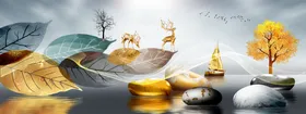 麋鹿装饰画一帆风顺抽象线条抽象玄关