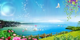 植物蝴蝶背景墙