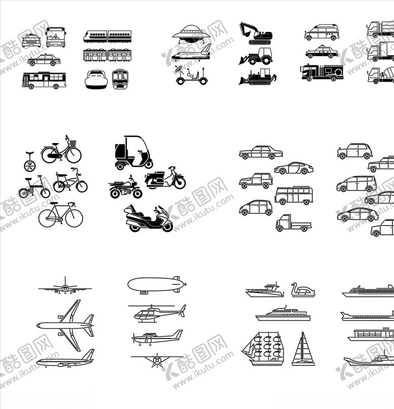 编号：26260110110237564023【酷图网】源文件下载-交通工具剪影